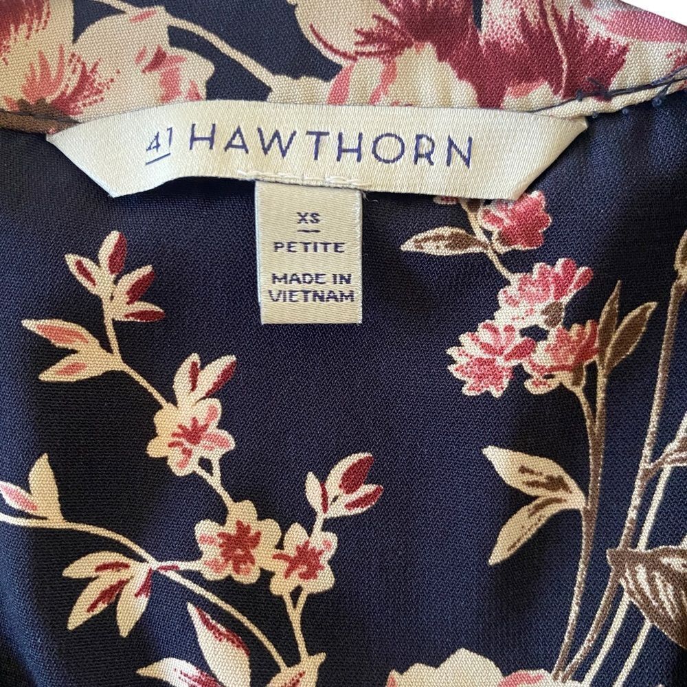 41 Hawthorn Navy Floral Roll Cuff Dress Sz XSP - Picture 7 of 10